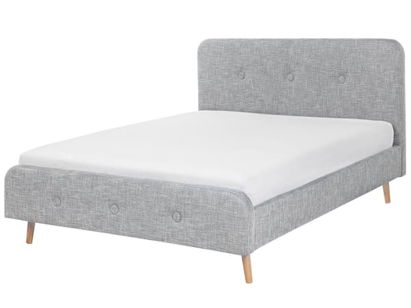 Parisänky vaaleanharmaa 220 x 192 x 112 cm kangasverhoilu poppelipuu sälepohja napitettu