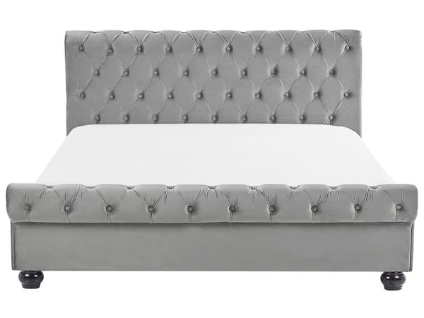 Parisänky harmaa 180 x 200 cm sametti sälepohja napitettu timanttitikkaus glamour