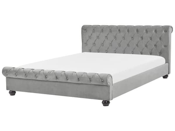 Parisänky harmaa 180 x 200 cm sametti sälepohja napitettu timanttitikkaus glamour