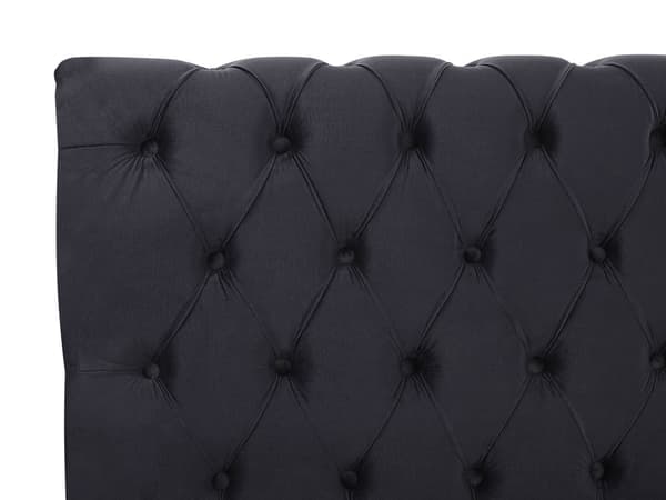 Parisänky musta 160 x 200 cm sametti sälepohja napitettu timanttitikkaus glamour