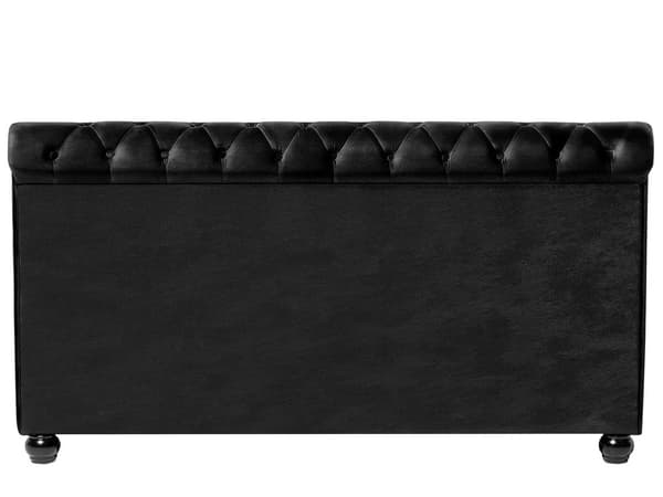 Parisänky musta 180 x 200 cm sametti sälepohja napitettu timanttitikkaus glamour