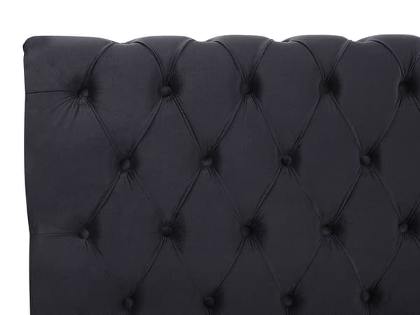 Parisänky musta 180 x 200 cm sametti sälepohja napitettu timanttitikkaus glamour