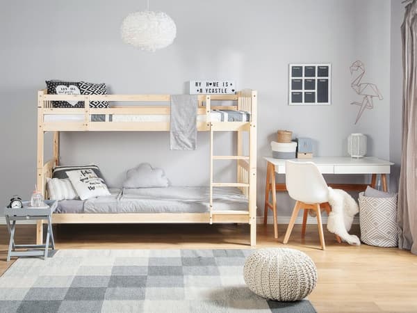 Våningssäng Ljust Trä 90 x 200 cm Furu plywood Lameller Stege Skandinavisk Barnrum