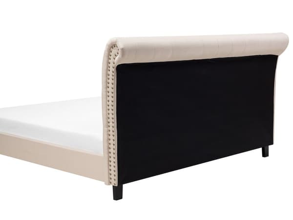 Dubbelsäng Beige 180 x 200 cm Tuftad Huvudgavel Glam Sängram Vintage