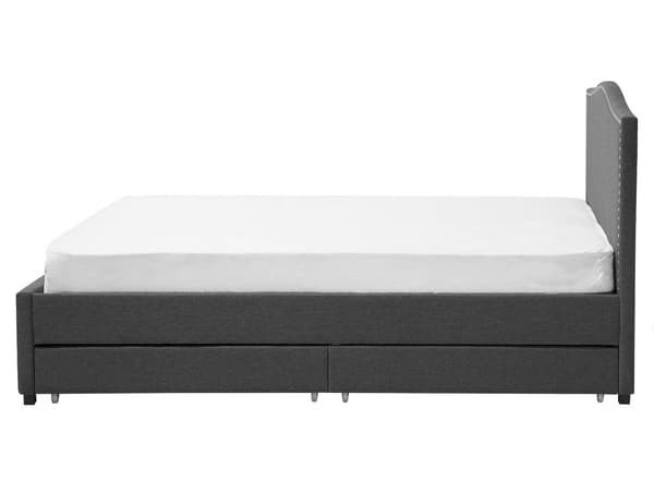 Dubbelsäng Grå Polyester Klädd Sängram Förvaring LED Belysning 160 x 200 cm Traditionell Design