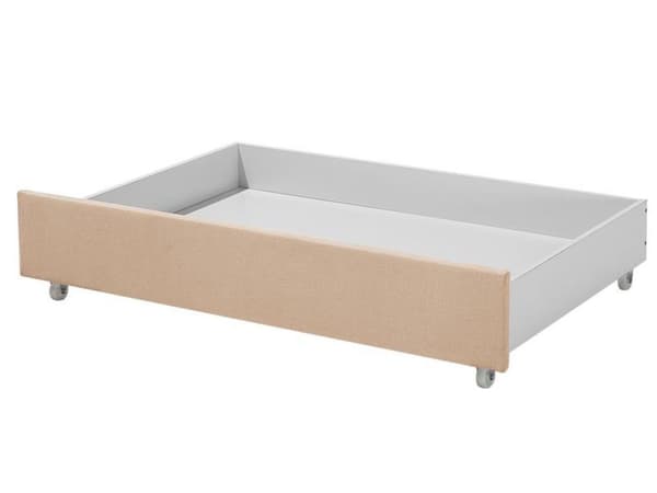 Dubbelsäng Beige Polyester Klädd Sängram Förvaring 180 x 200 cm Traditionell Design