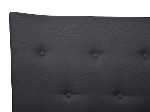 Dubbelsäng Mörkgrå Polyester Träben Tuftad Huvudgavel Lamellbotten 180 x 200 cm Modern Design