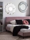 Miniatyrbild 5 av 11: Dubbelsäng 160 x 200 cm Rosa Sammet Lamellbas Modern Sängram