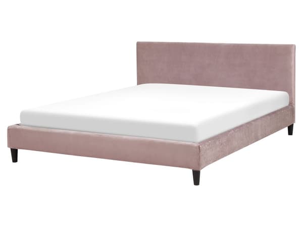 Dubbelsäng 160 x 200 cm Rosa Sammet Lamellbas Modern Sängram