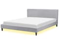 Pikkukuva 1 / 11: Parisänky vaaleanharmaa 180 x 200 cm kangasverhoilu sälepohja LED-valot irrotettava päällinen minimalistinen