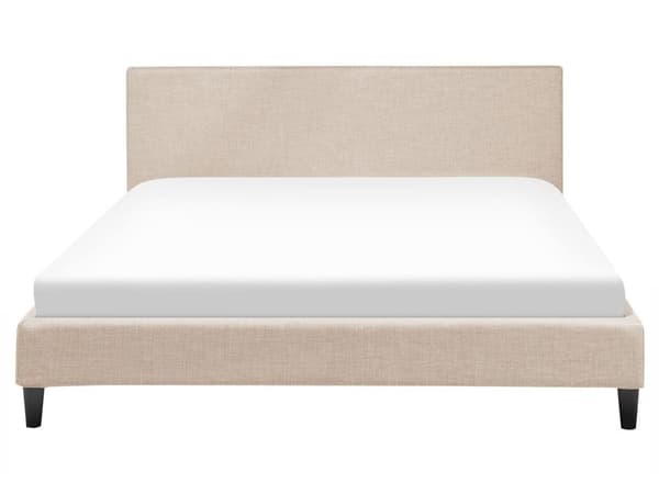 Parisänky beige 160 x 200 cm kangasverhoilu sälepohja irrotettava päällinen minimalistinen