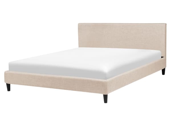 Parisänky beige 160 x 200 cm kangasverhoilu sälepohja irrotettava päällinen minimalistinen