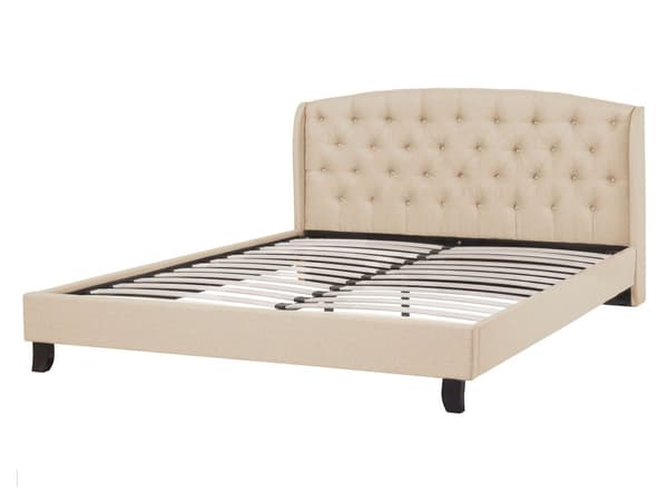 Parisänky beige 149 x 221 x 106 cm polyesteri puu sälepohja napitettu 140 x 200