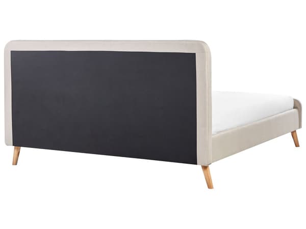 Parisänky vaalea beige 220 x 192 x 112 cm kangasverhoilu poppelipuu sälepohja napitettu