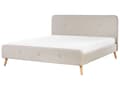 Pikkukuva 1 / 10: Parisänky vaalea beige 220 x 192 x 112 cm kangasverhoilu poppelipuu sälepohja napitettu