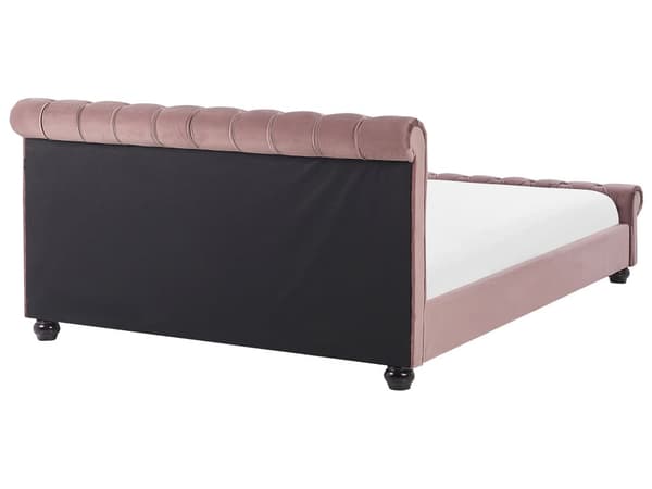 Parisänky vaaleanpunainen 180 x 200 cm sametti sälepohja napitettu timanttitikkaus glamour