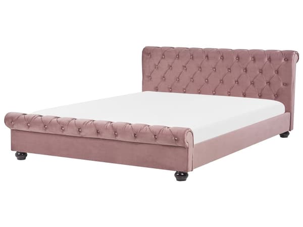 Parisänky vaaleanpunainen 180 x 200 cm sametti sälepohja napitettu timanttitikkaus glamour