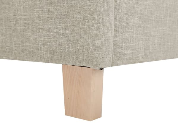 Dubbelsäng Beige Tyg Träben 140 x 200 cm Sängram Lamellbotten med Huvudgavel Minimalistisk Skandinavisk