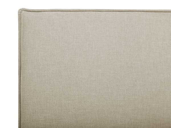 Dubbelsäng Beige Tyg Träben 140 x 200 cm Sängram Lamellbotten med Huvudgavel Minimalistisk Skandinavisk