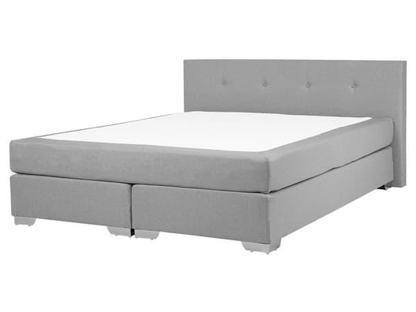 Kontinentalsäng Ljusgrå Sammet Klädd Ram 160 x 200 cm med Resårmadrass och Huvudgavel Divansäng