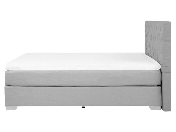 Kontinentalsäng Ljusgrå Tyg Klädd Divansäng 160 x 200 cm med Madrass och Tuftad Huvudgavel Dekorativ