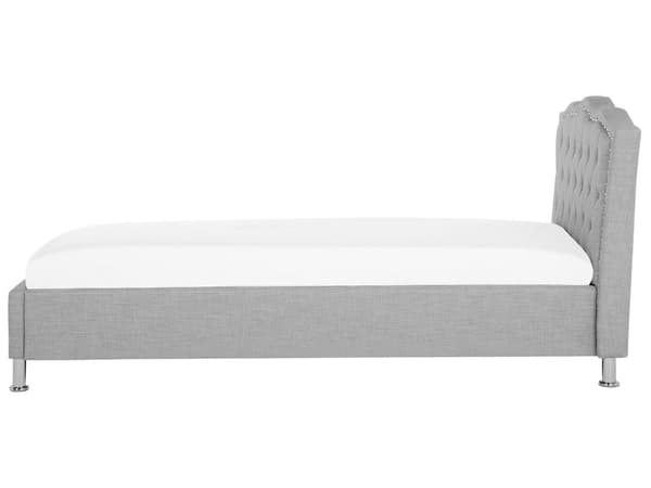 Säng Ljusgrå 90 x 200 cm Sängram med Förvaring Dekorativ Huvudgavel