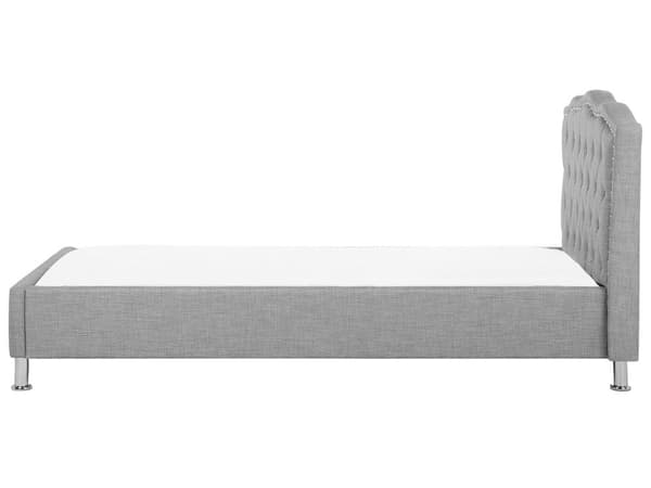 Säng Ljusgrå Tyg 90 x 200 cm Klädd Sängram Dekorativ Huvudgavel