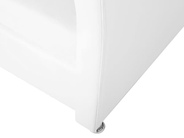 Säng Vit Konstläder 90 x 200 cm Sängram med Förvaring Dekorativ Huvudgavel