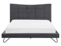 Miniatyrbillede 4 af 10: Velour seng Grå Stof med Sort Metalben 160 x 200 cm Polstret Dobbeltseng Quiltet Sengegavl Moderne Slim Look Soveværelse Sengestol Tilbehør