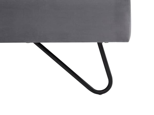 Velour seng Grå Stof med Sort Metalben 160 x 200 cm Polstret Dobbeltseng Quiltet Sengegavl Moderne Slim Look Soveværelse Sengestol Tilbehør