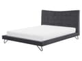 Miniatyrbillede 1 af 10: Velour seng Grå Stof med Sort Metalben 160 x 200 cm Polstret Dobbeltseng Quiltet Sengegavl Moderne Slim Look Soveværelse Sengestol Tilbehør