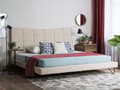 Miniatyrbillede 2 af 10: Seng Beige Polyester med Sort Metalben 180 x 200 cm Polstret Dobbeltseng Quiltet Sengegavl Moderne Slim Look Soveværelse Sengestol Tilbehør
