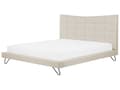 Miniatyrbillede 1 af 10: Seng Beige Polyester med Sort Metalben 180 x 200 cm Polstret Dobbeltseng Quiltet Sengegavl Moderne Slim Look Soveværelse Sengestol Tilbehør