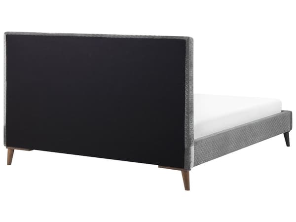 Lysegrå Velourseng med Ramme 180 x 200 cm med Sengegavl i Retro Stil