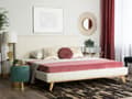 Miniatyrbillede 2 af 11: Beige seng med stel betrukket med velour træben 160 x 200 cm moderne look