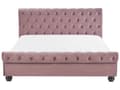 Miniatyrbillede 5 af 10: Seng med pink velourramme 180 x 200 cm med quiltet sengegavl glamourstil