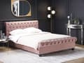 Miniatyrbillede 2 af 10: Seng med pink velourramme 180 x 200 cm med quiltet sengegavl glamourstil