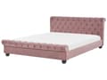 Miniatyrbillede 1 af 10: Seng med pink velourramme 180 x 200 cm med quiltet sengegavl glamourstil