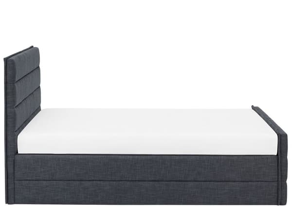 Mørkegrå polstret seng 160 x 200 cm med hovedgærde og fodstøtte
