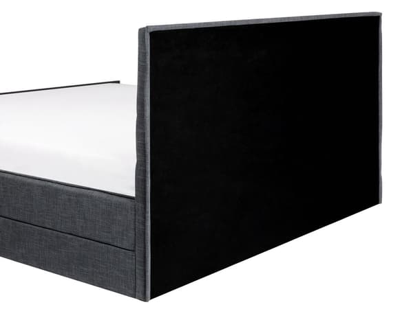 Mørkegrå polstret seng 160 x 200 cm med hovedgærde og fodstøtte
