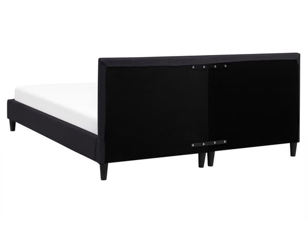 Seng Sort Mørkt Træ Polyester Fyrretræ 160x200 cm Moderne Skandinavisk Design Senge Polstret Dobbeltseng Stofbetræk Soveværelse Gæsteværelse