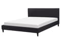 Miniatyrbillede 1 af 9: Seng Sort Mørkt Træ Polyester Fyrretræ 160x200 cm Moderne Skandinavisk Design Senge Polstret Dobbeltseng Stofbetræk Soveværelse Gæsteværelse