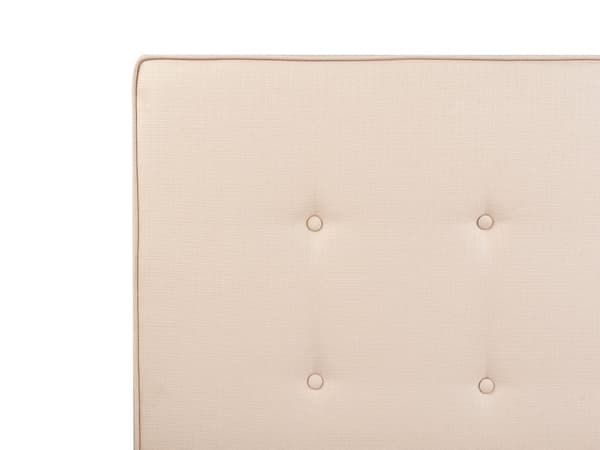 Beige Polstret Seng 90 x 200 cm med en Ramme og en Sengegavl med Dekorative Knapper