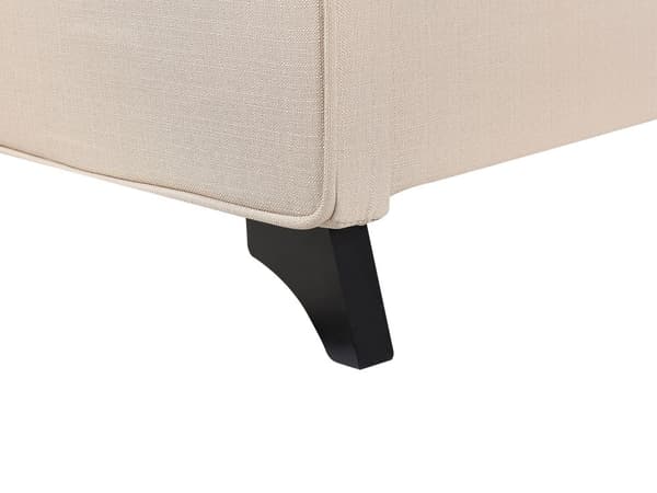 Beige Polstret Seng 90 x 200 cm med en Ramme og en Sengegavl med Dekorative Knapper