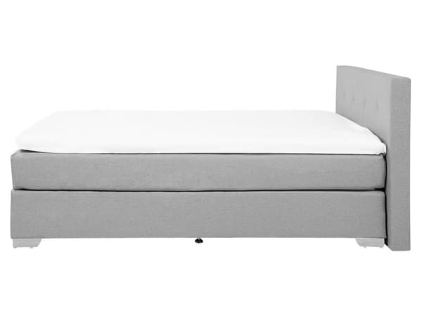 Kontinentalseng Grå Polstret med Sølv Metalben 160 x 200 cm 2 Personers God Dobbeltseng Boxmadras Lav Sengegavl Soveværelse Indretning Dekor