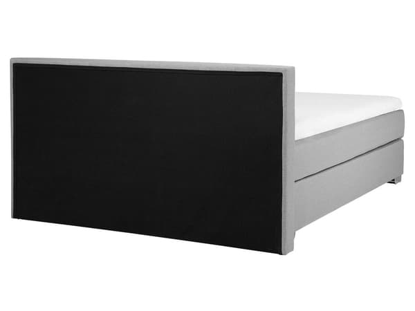 Kontinentalseng Grå Polstret med Sølv Metalben 160 x 200 cm 2 Personers God Dobbeltseng Boxmadras Lav Sengegavl Soveværelse Indretning Dekor