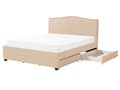 Miniatyrbillede 1 af 11: Dobbeltseng Beige Polyester 160 x 200 cm Polstret Sengeramme med Opbevaring Skuffer på Hjul Sengegavl Glamour Knap Mønster Soveværelse Dekor