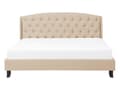 Miniatyrbillede 4 af 11: Seng Beige Polstret Polyester med Sorte Ben 140 x 200 cm 1 5 Mands Seng Sengeramme med Knap Tuftet Quiltet Sengegavl Soveværelse Indretning