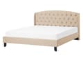 Miniatyrbillede 1 af 11: Seng Beige Polstret Polyester med Sorte Ben 140 x 200 cm 1 5 Mands Seng Sengeramme med Knap Tuftet Quiltet Sengegavl Soveværelse Indretning