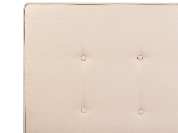 Beige Polstret Seng 180 x 200 cm med en Ramme og en Sengegavl med Dekorative Knapper